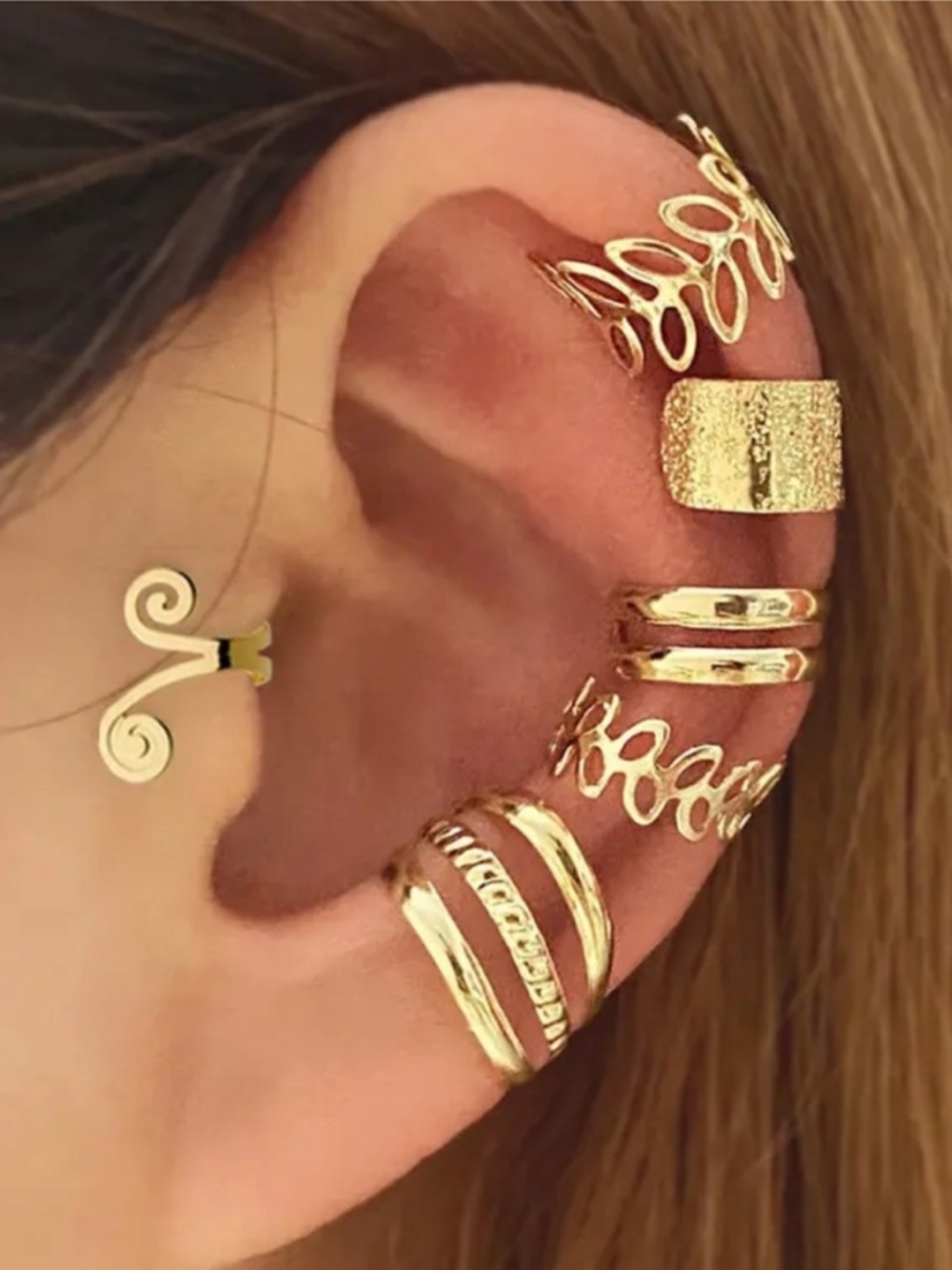 Gold Ear Cuff Set - Multi-Style Women’s Earrings